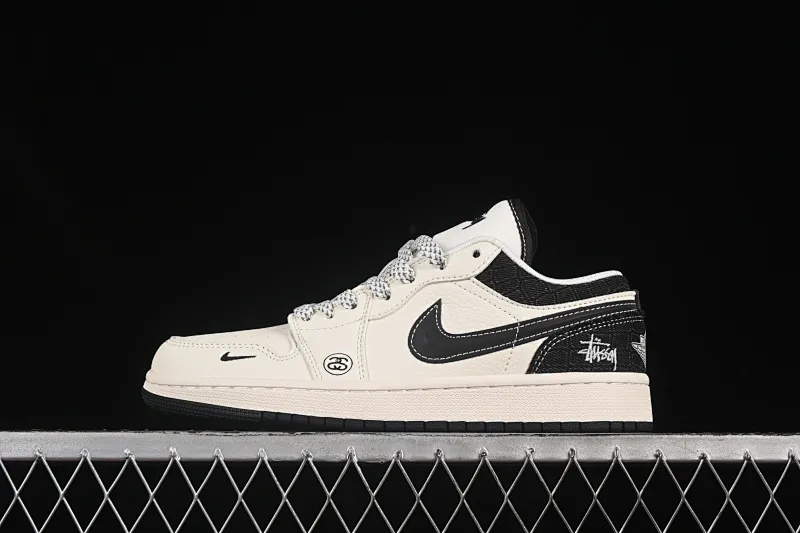 All categories Air Jordan Jordan series basketball shoes Air Jordan 1 Low High-end customized low-top sneakers Air Jordan 1 Low AJ1 Joe 1 Stussi Beige canvas High-end customized low-top retro basketball shoes XS6086-561
